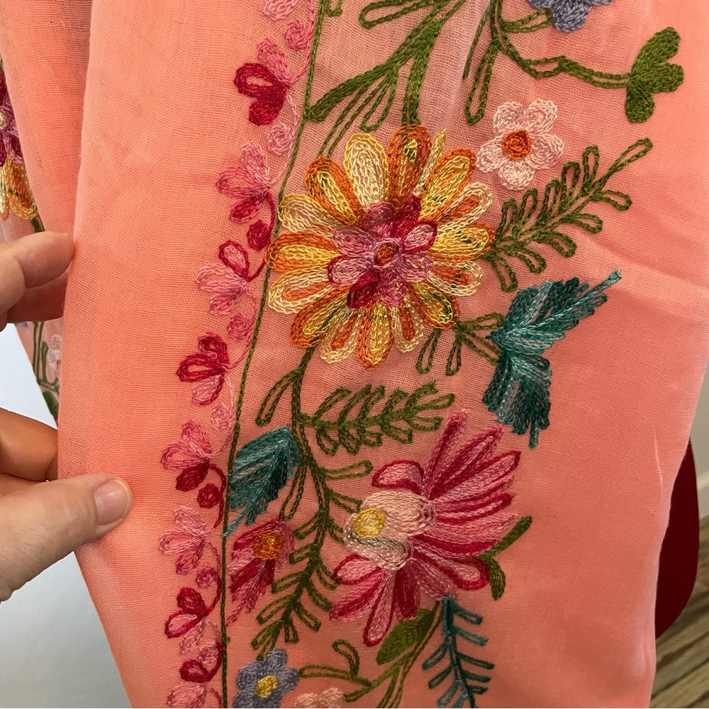 Cruise Club Embroidered Shawl NWT! 36” X 70”